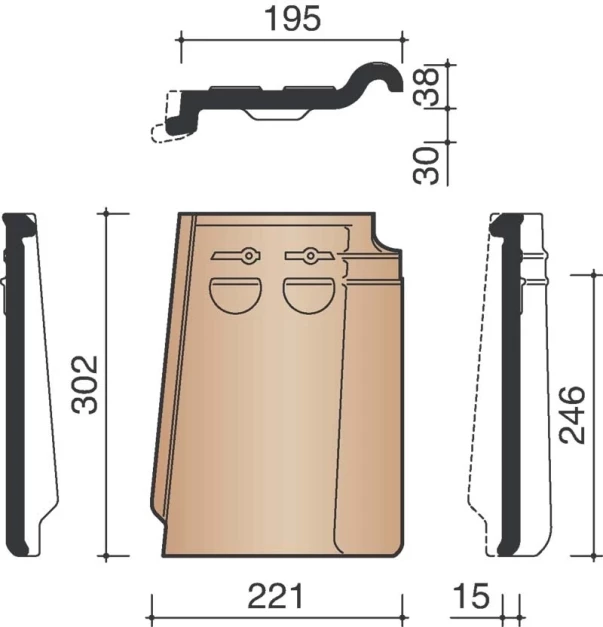 KORAMIC STORMPAN 44 8870 HOEKSTUK GEVELBEKLEDING ZWART GEGLAZUURD 738