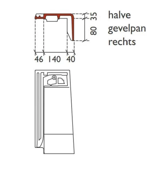 Monier Signy Halve Gevelpan Rechts Natuurrood